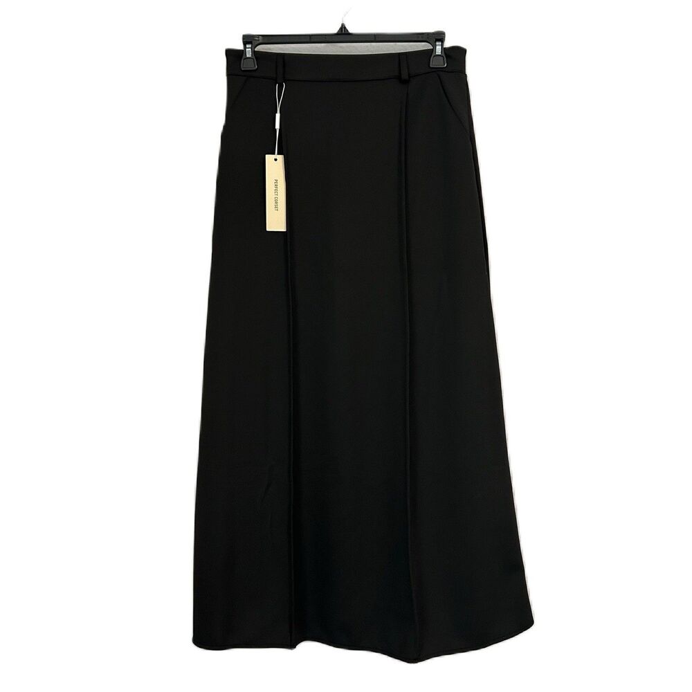 Perfect Corset NYC H Line Skirt Women L Black Maxi Stretch Comfy Ribbed NWT